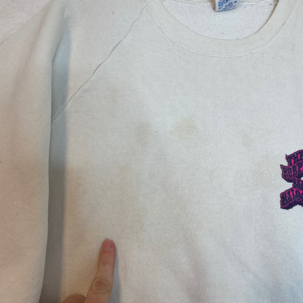 Vintage The Purple Moose Saloon Graphic Sweatshirt XXL Cream Surfer Moose - Picture 7 of 11